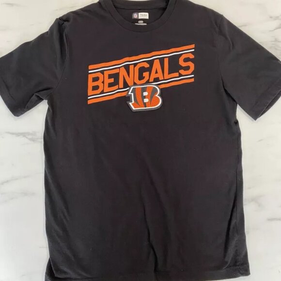 Cinncinati Bengals NFL Apparel Stitched Patch Mens Large Black Orange T Shirt - Picture 1 of 5